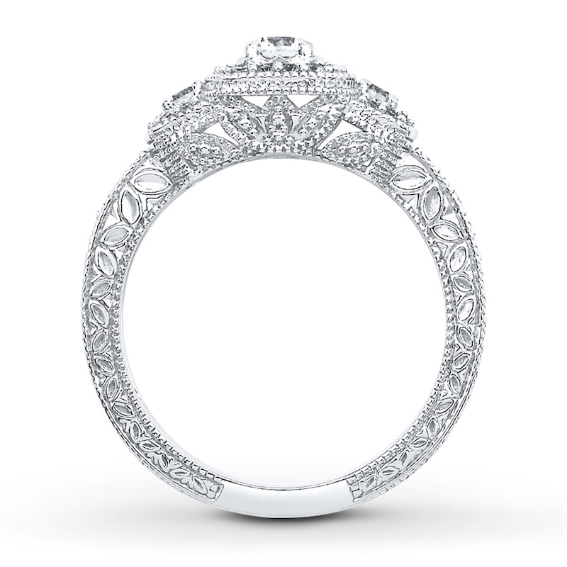 Diamond Engagement Ring 1/2 ct tw Round-cut White Gold Plated