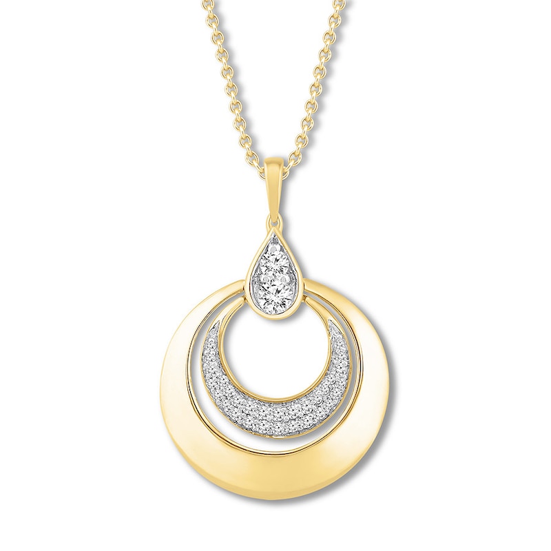 Diamond Circle Necklace 1/3 ct tw Round-cut Yellow Gold Plated 18"