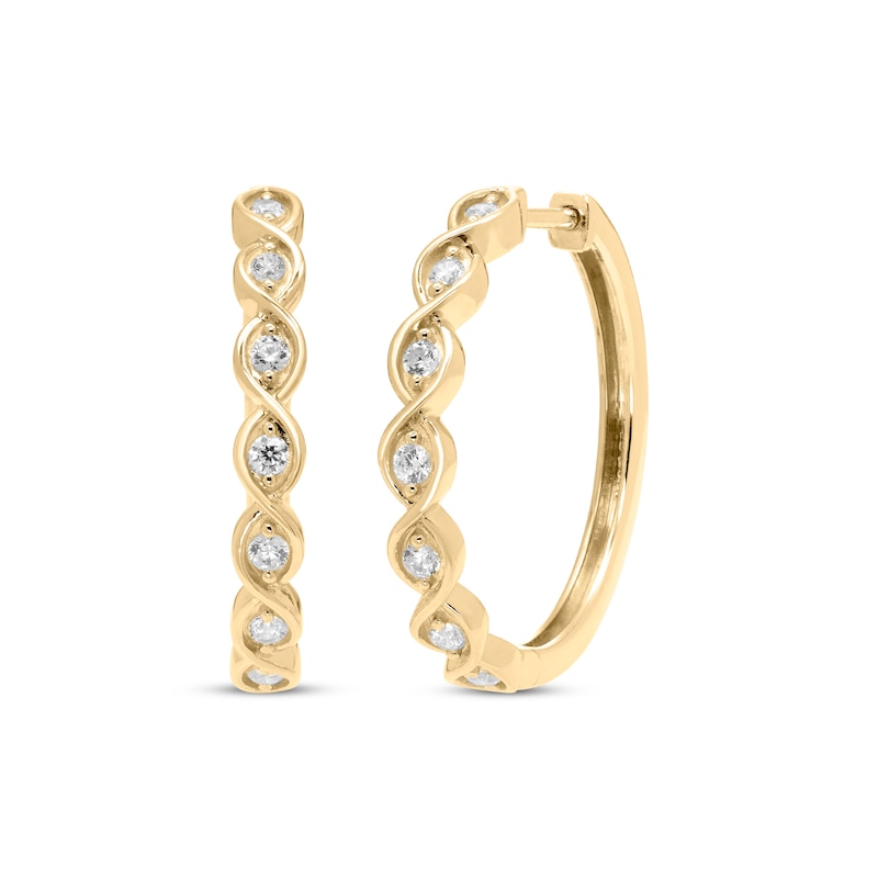Every Moment Round-Cut Diamond Hoop Earrings 1/2 ct tw Yellow Gold Plated