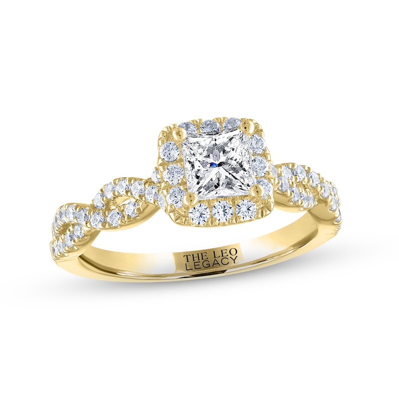 THE LEO Legacy Lab-Created Diamond Princess-Cut Engagement Ring 1-1/6 ct tw Yellow Gold Plated