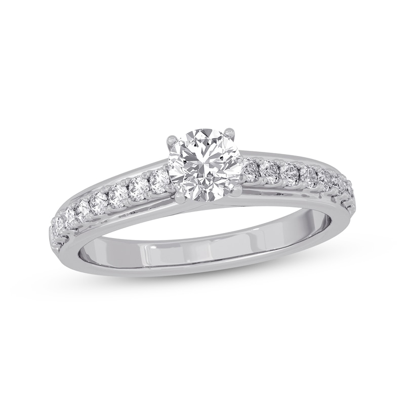 Round-Cut Diamond Engagement Ring 3/4 ct tw White Gold Plated