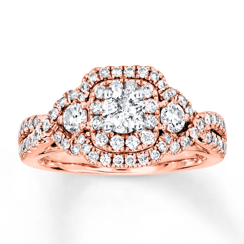 Diamond Engagement Ring 1 ct tw Round-cut Rose Gold Plated