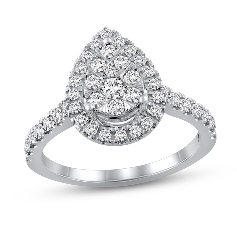 Diamond Engagement Ring 3/4 ct tw Round-cut White Gold Plated