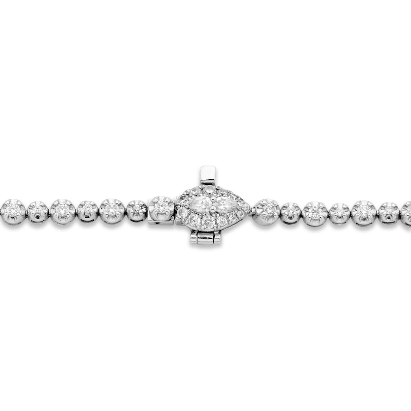Forever Connected Diamond Bracelet 1 ct tw Pear & Round-cut White Gold Plated 7.25"