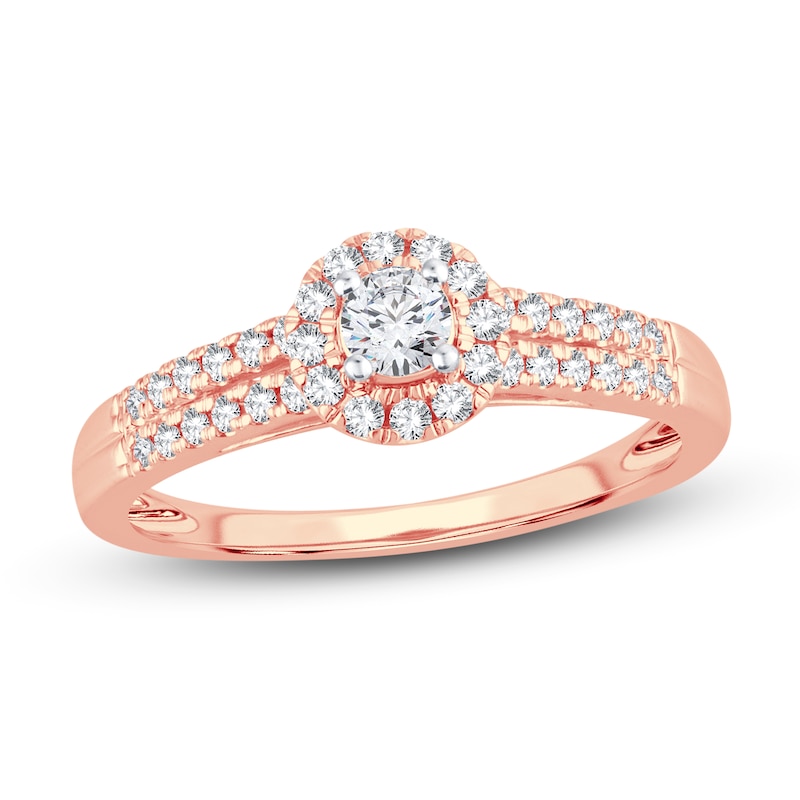 Diamond Engagement Ring 3/8 ct tw Round-cut Rose Gold Plated