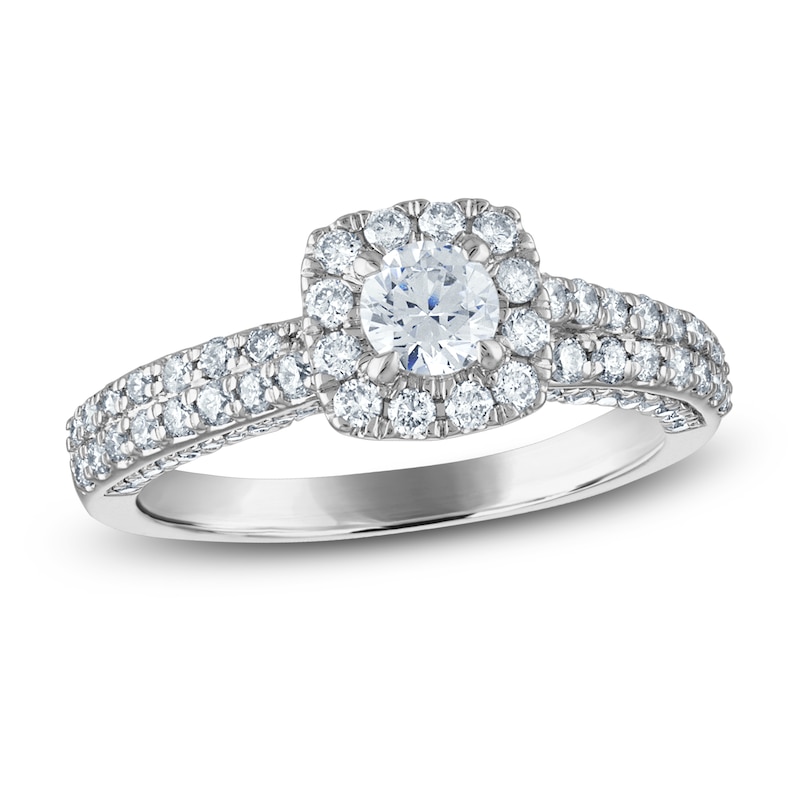 Diamond Engagement Ring 1-1/8 ct tw Round-cut White Gold Plated