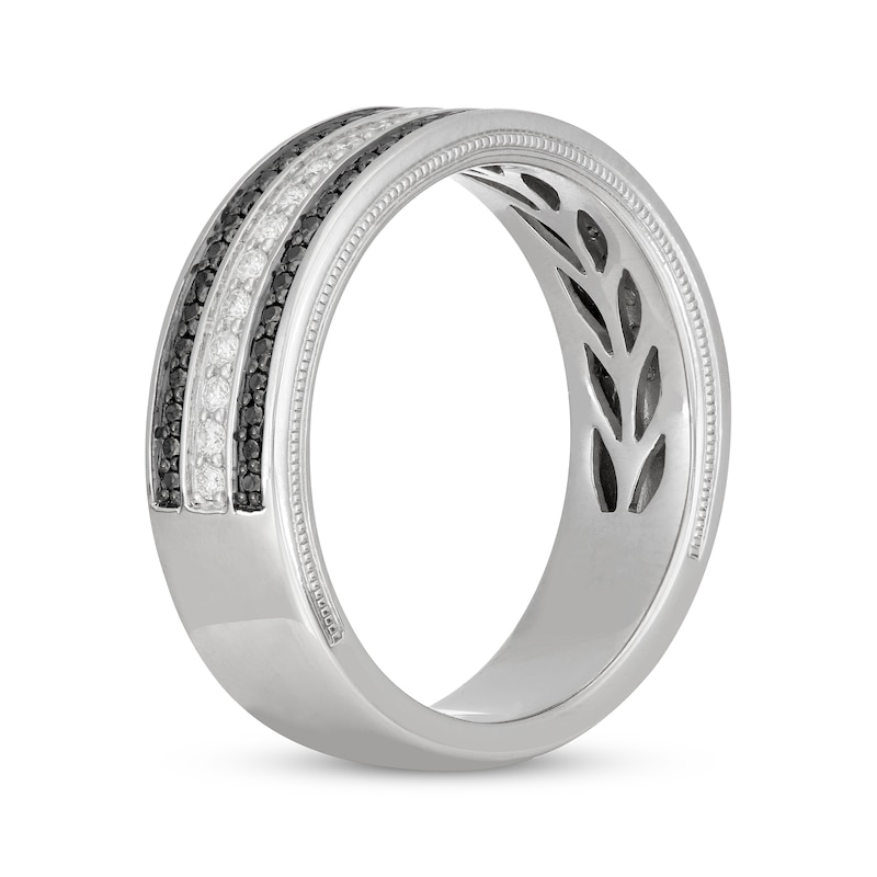 Neil Lane Men’s Black & White Diamond Wedding Band 1/2 ct tw White Gold Plated