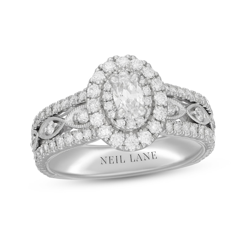 Neil Lane Diamond Engagement Ring 1 ct tw Oval & Round-cut White Gold Plated