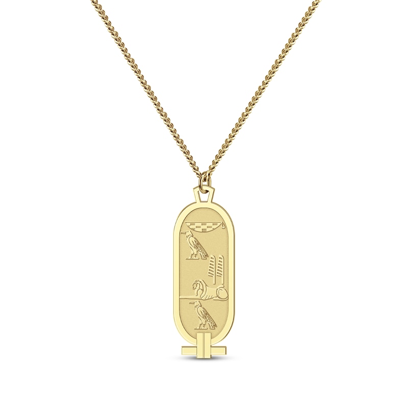 Cartouche Hieroglyph Name Necklace Yellow Gold Plated 22"