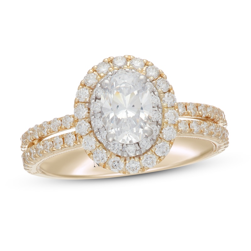 Neil Lane Diamond Engagement Ring 1-3/4 ct tw Oval/Round Two-Tone Gold Plated