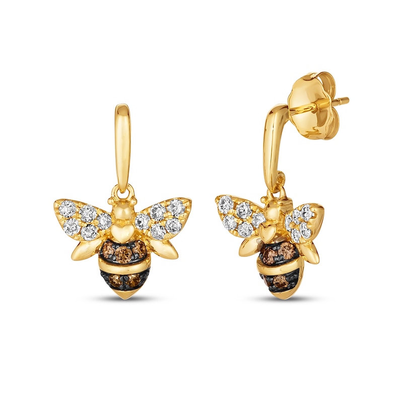 Le Vian Diamond Bee Drop Earrings 3/8 ct tw Honey Gold Plated
