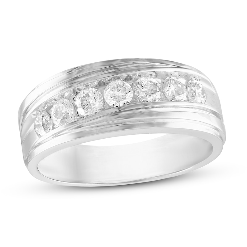 Men's Diamond Wedding Band 1 ct tw Round-cut White Gold Plated