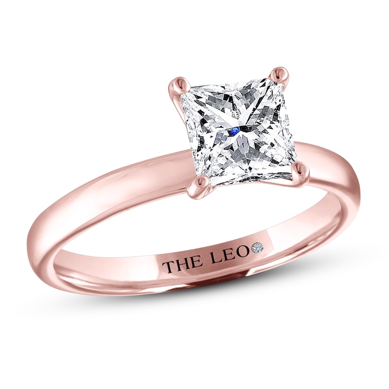 THE LEO Artisan Diamond Solitaire Engagement Ring 1-1/2 ct tw Princess-cut Rose Gold Plated