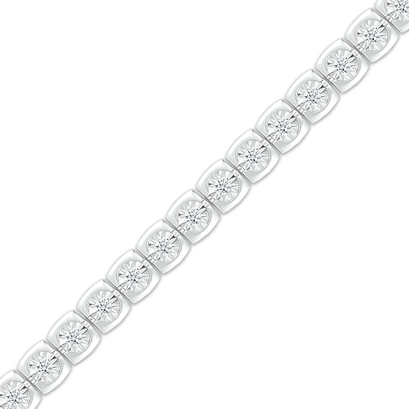 Diamond Square-Link Tennis Bracelet 1/2 ct tw Silver Plated 7.5"