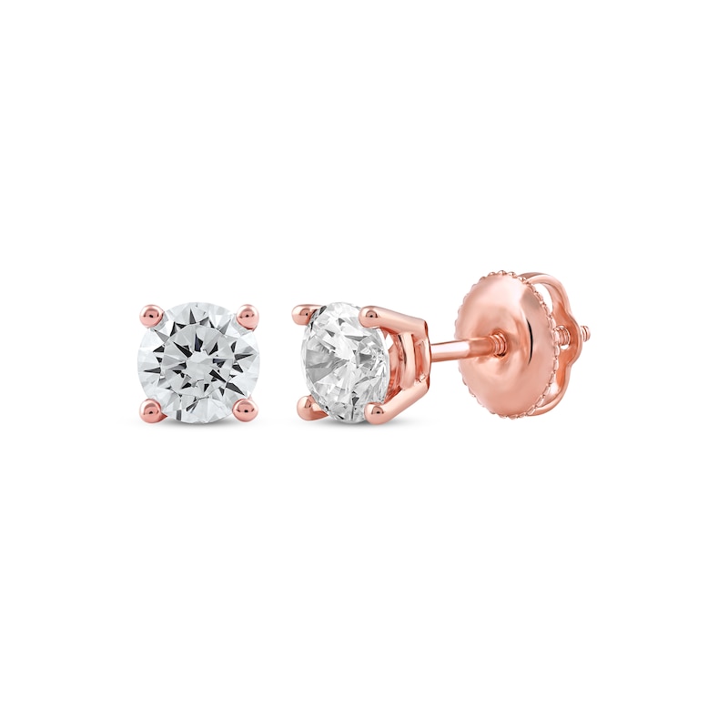 Lab-Created Diamonds by Round-Cut Solitaire Stud Earrings 3/4 ct tw Rose Gold Plated