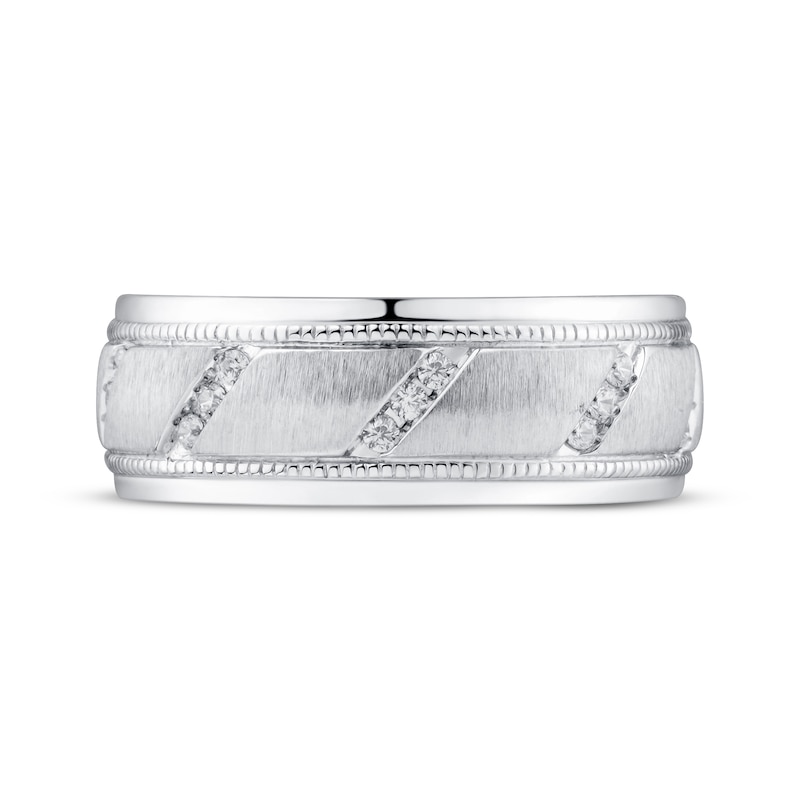 Men's Diamond Wedding Band 1/5 ct tw Round-cut White Gold Plated