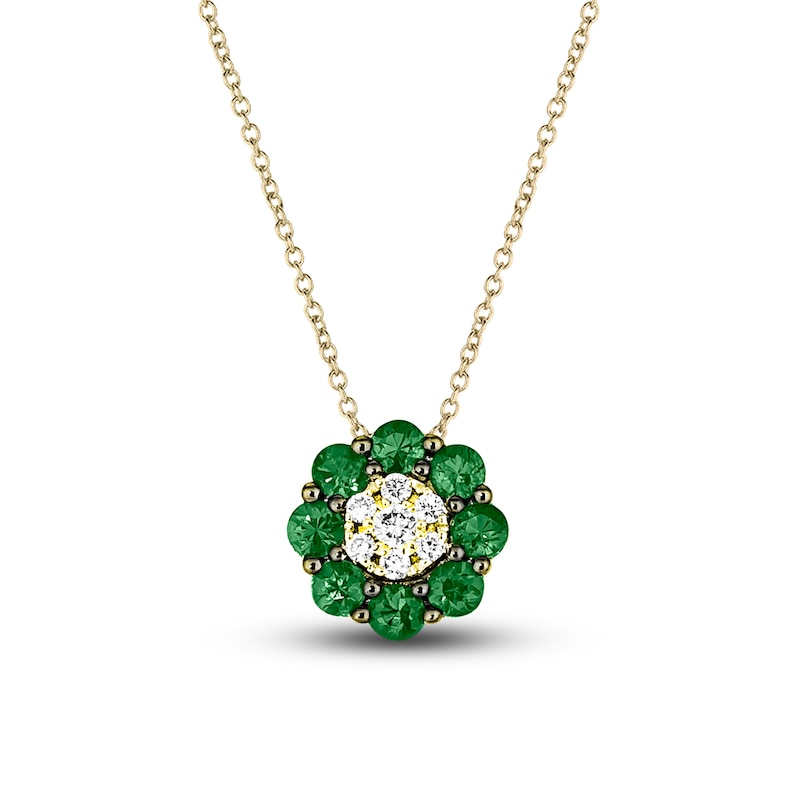 Le Vian Diamond & Emerald Necklace 1/15 ct tw Diamonds Honey Gold Plated