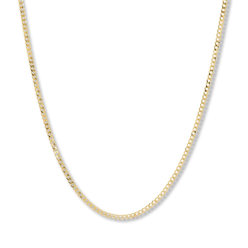 20 Solid Curb Chain Necklace Yellow Gold Plated Appx. 2.7mm