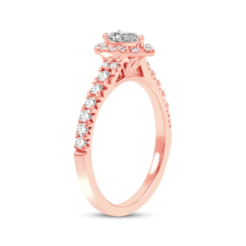 Pear-Shaped & Round-Cut Diamond Engagement Ring 3/4 ct tw Rose Gold Plated