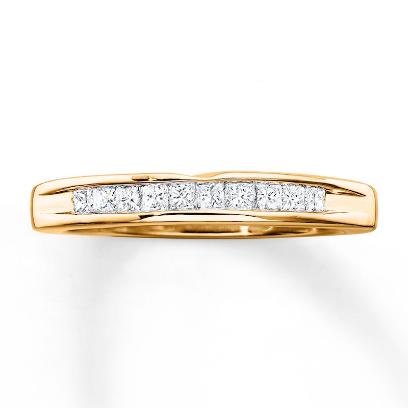 Diamond Wedding Band 1/4 ct tw Princess-cut Yellow Gold Plated