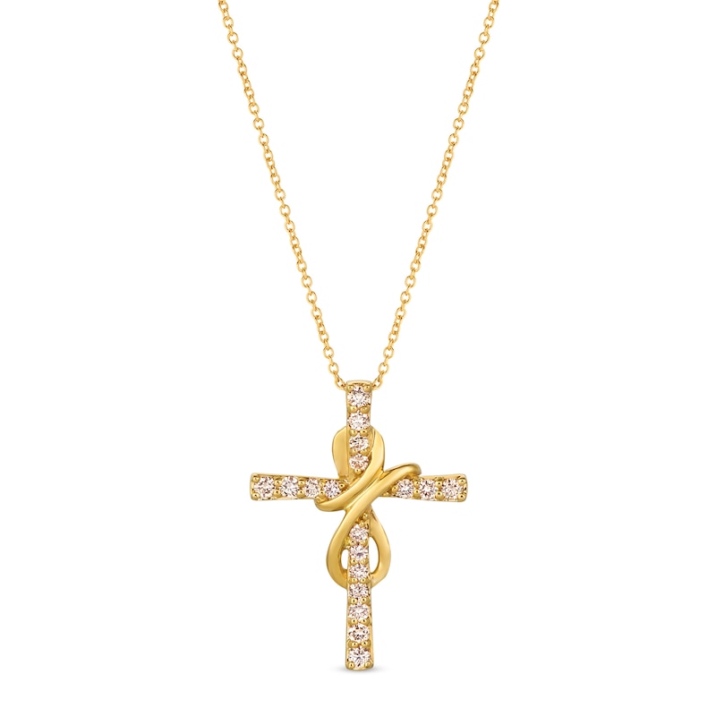 Le Vian Diamond Cross Necklace 1/2 ct tw Honey Gold Plated 18"