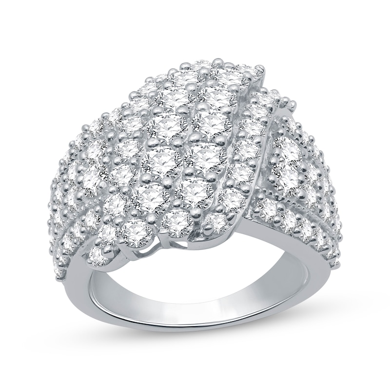 Diamond Bypass Ring 3 ct tw Round-Cut White Gold Plated