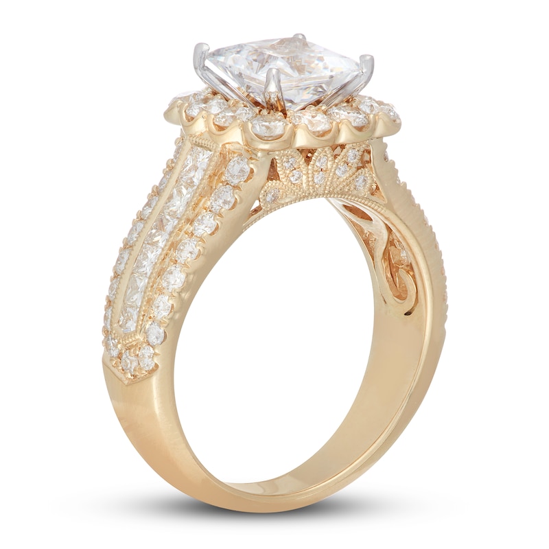 Neil Lane Diamond Engagement Ring 3 ct tw Princess/Round Yellow Gold Plated