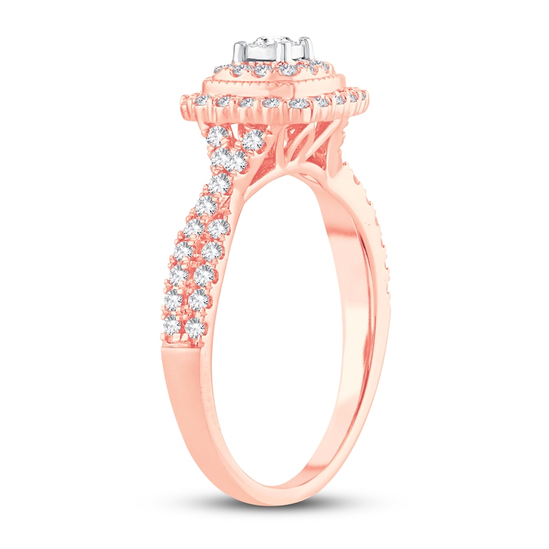 Diamond Engagement Ring 1/2 ct tw Round-cut Rose Gold Plated