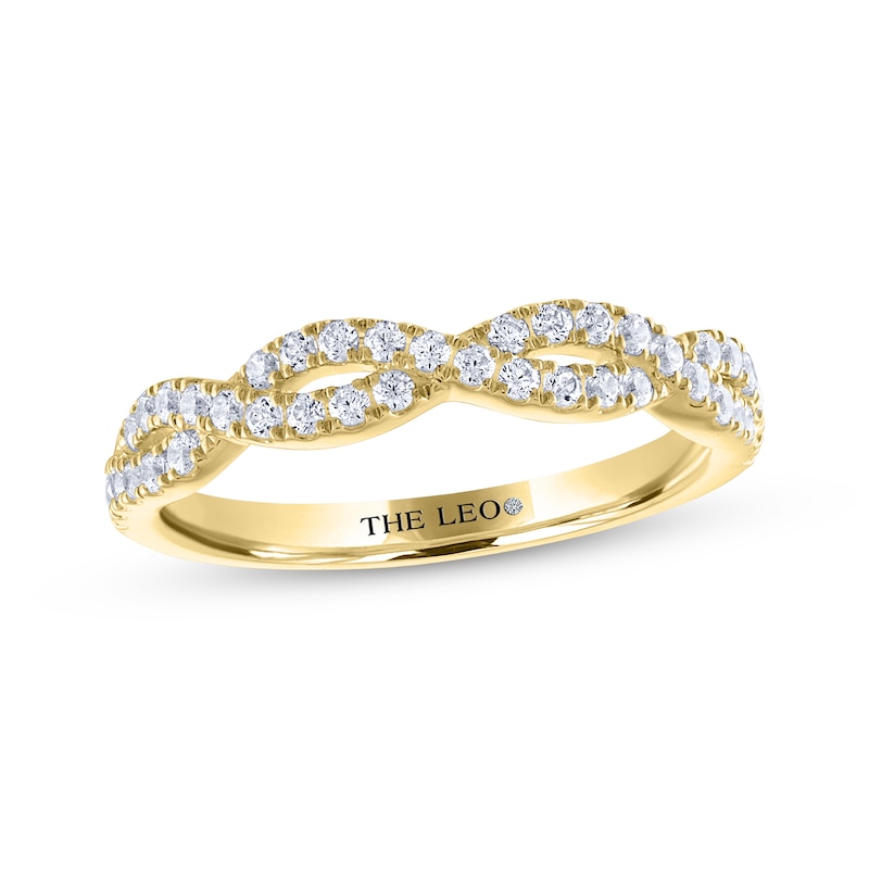 THE LEO Diamond Round-Cut Twist Wedding Band 3/8 ct tw Yellow Gold Plated