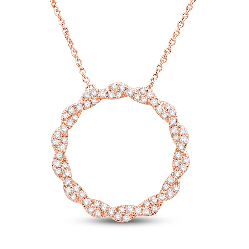 Circle of Gratitude Diamond Necklace 1/2 ct tw Round-cut Rose Gold Plated 19"