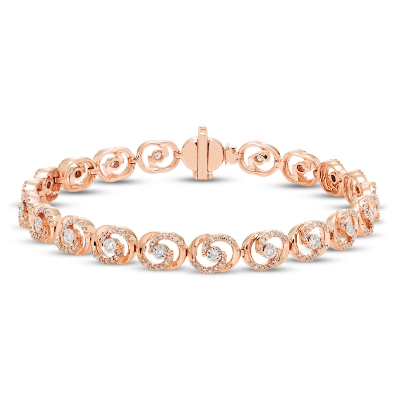 Encircled by Love Diamond Line Bracelet 1 ct tw Round-cut Rose Gold Plated 7.25"
