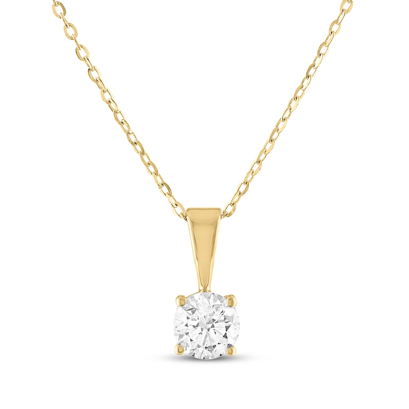 Diamond Solitaire Necklace 1/2 ct tw Yellow Gold Plated 18"