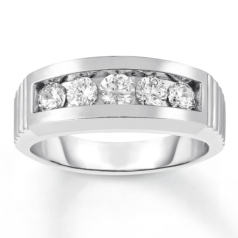 Men's Diamond Wedding Band 1 ct tw Round-cut White Gold Plated