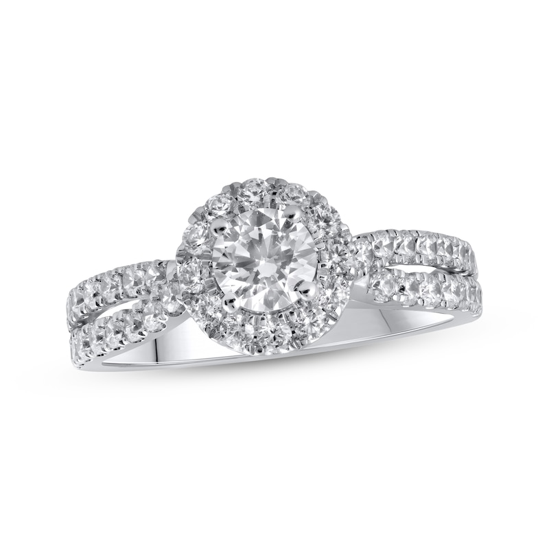 Lab-Created Diamonds by Round-Cut Engagement Ring 1-1/4 ct tw White Gold Plated