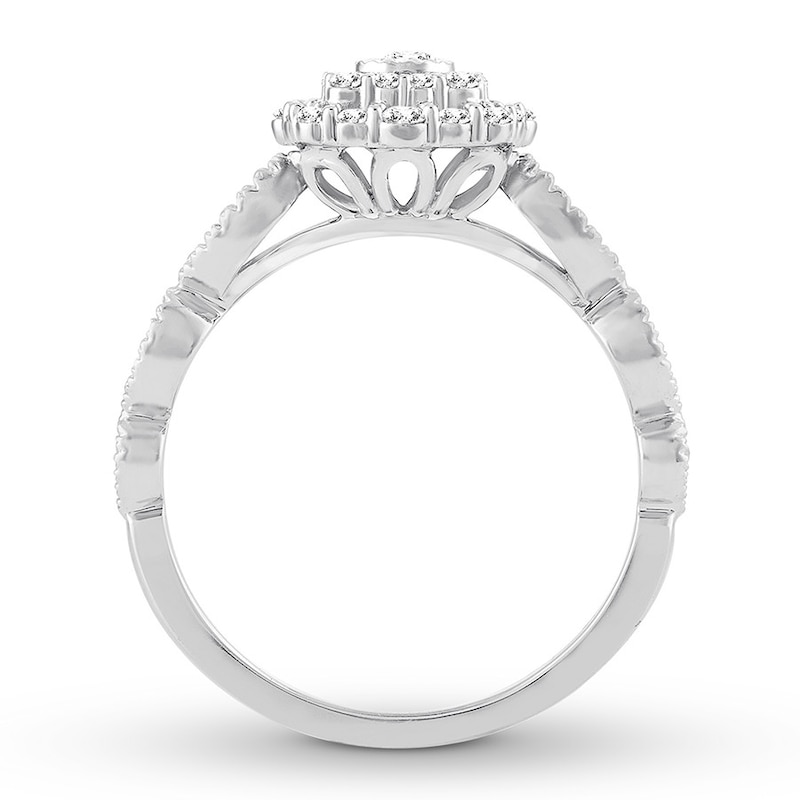 Diamond Engagement Ring 1/2 ct tw Round-cut White Gold Plated