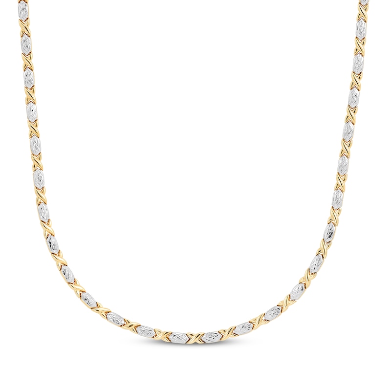 Twist Link "XO" Necklace Two-Tone Gold Plated 18"