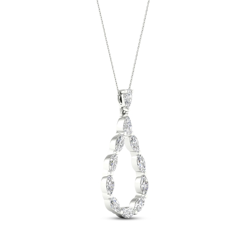 Diamond Teardrop Necklace 1-1/2 ct tw Pear & Marquise-cut White Gold Plated 18"