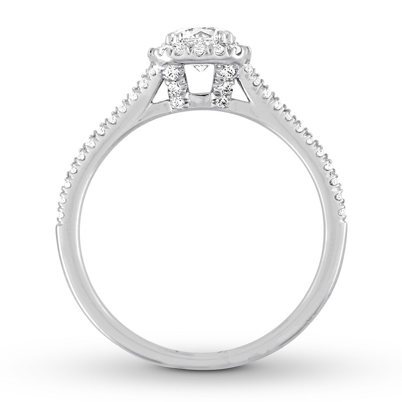 Diamond Engagement Ring 7/8 ct tw Round-cut White Gold Plated