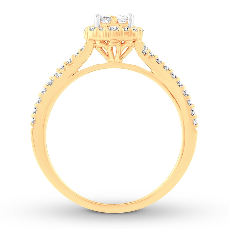 Diamond Engagement Ring 1/2 cttw Princess & Round-cut Yellow Gold Plated