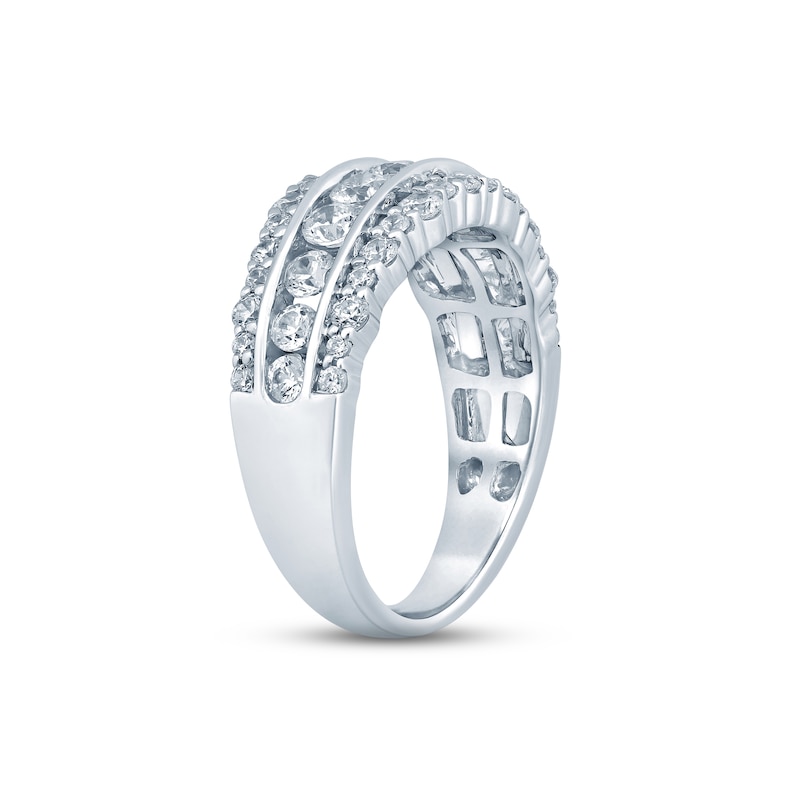 Diamond Anniversary Ring 1-1/2 ct tw Round-cut White Gold Plated