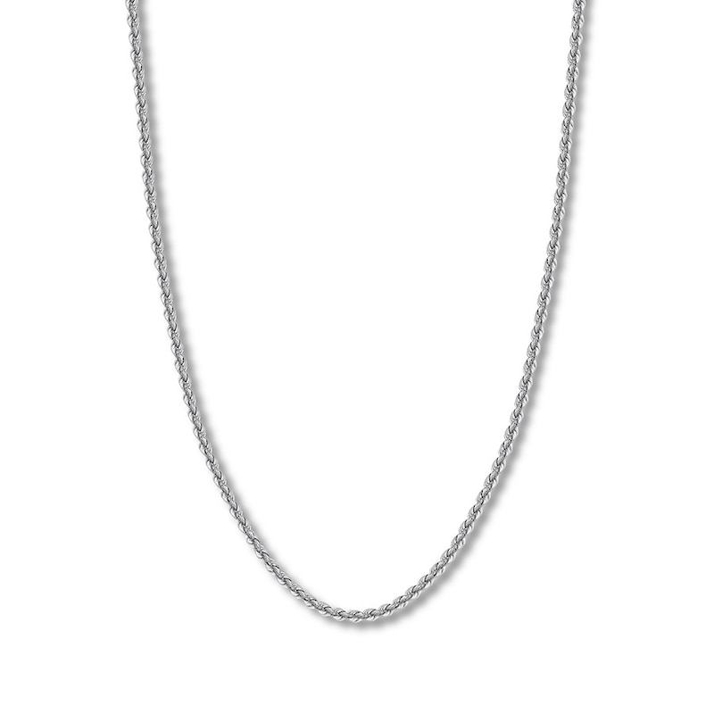 Hollow Rope Chain White Gold Plated 22"