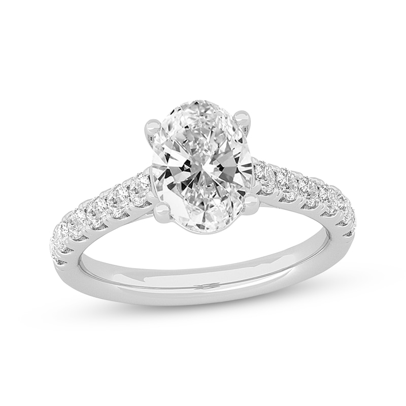 Lab-Created Diamonds by Oval-Cut Engagement Ring 2-1/2 ct tw White Gold Plated