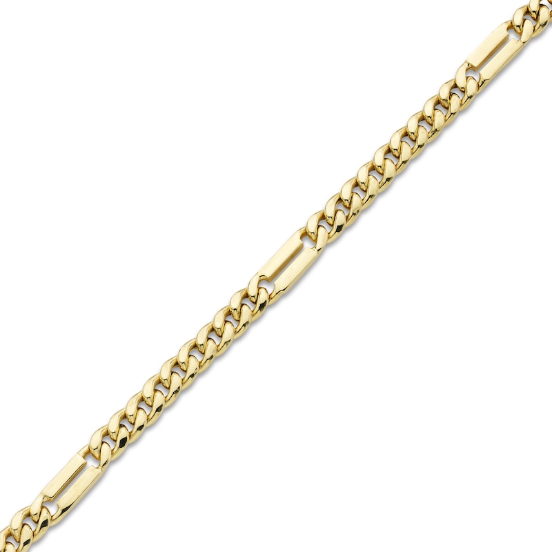 Solid Curb Chain Station Necklace Yellow Gold Plated 22"