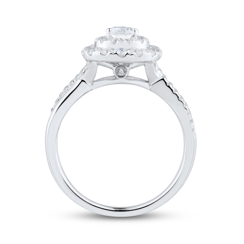 Diamond Engagement Ring 1 ct tw Pear & Round-Cut White Gold Plated