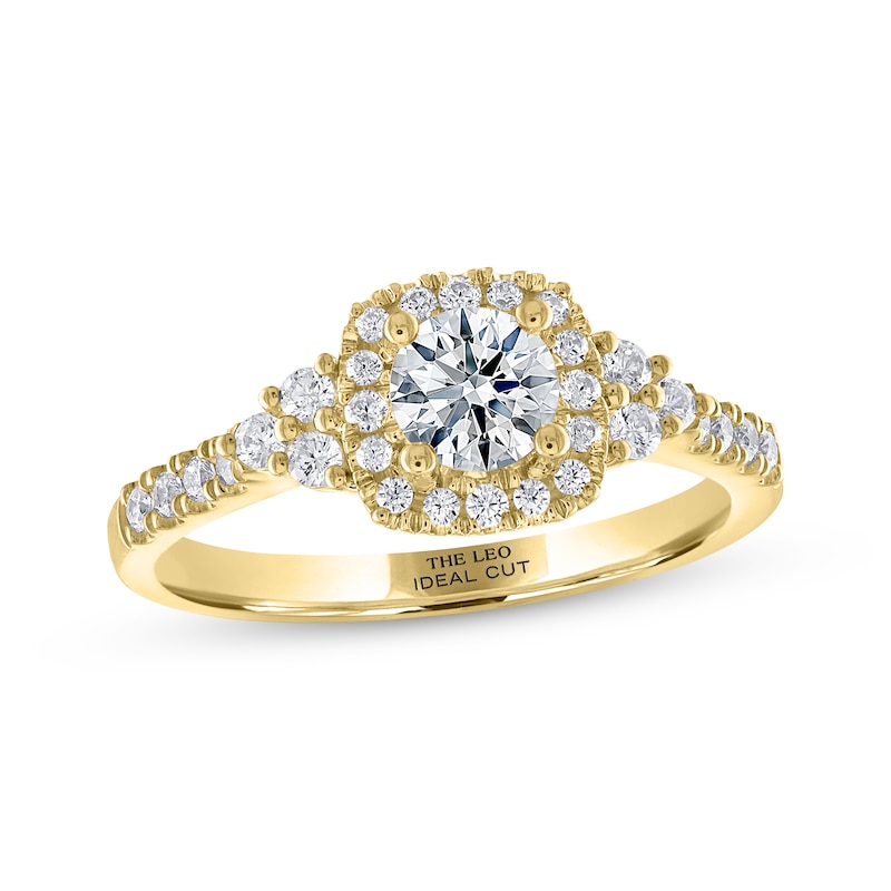 THE LEO Ideal Cut Round-Cut Diamond Engagement Ring 3/4 ct tw Yellow Gold Plated