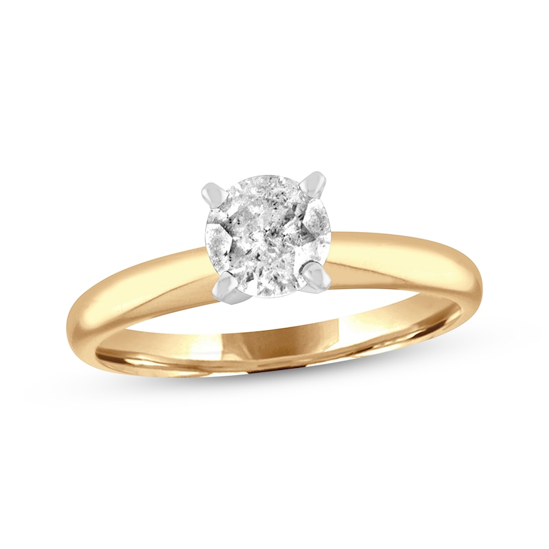 Diamond Solitaire Engagement Ring 1 Carat Round Yellow Gold Plated