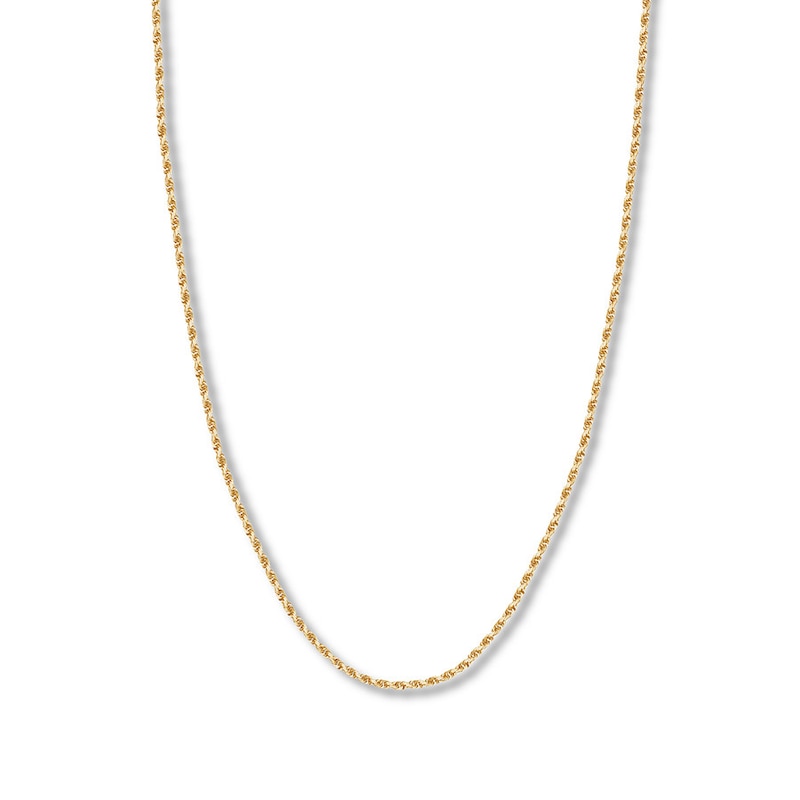 22" Textured Solid Rope Chain Yellow Gold Plated