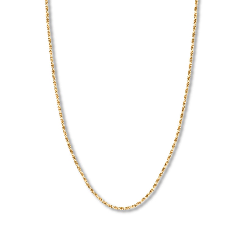 24" Textured Solid Rope Chain Yellow Gold Plated