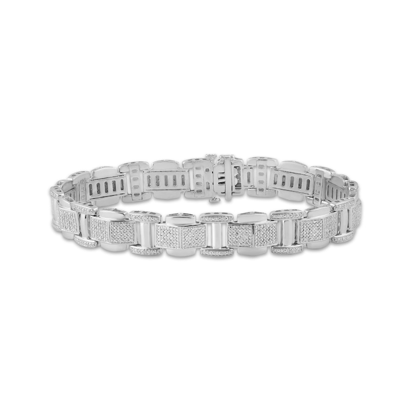 Men's Diamond Bracelet 1 ct tw Silver Plated 8.5"