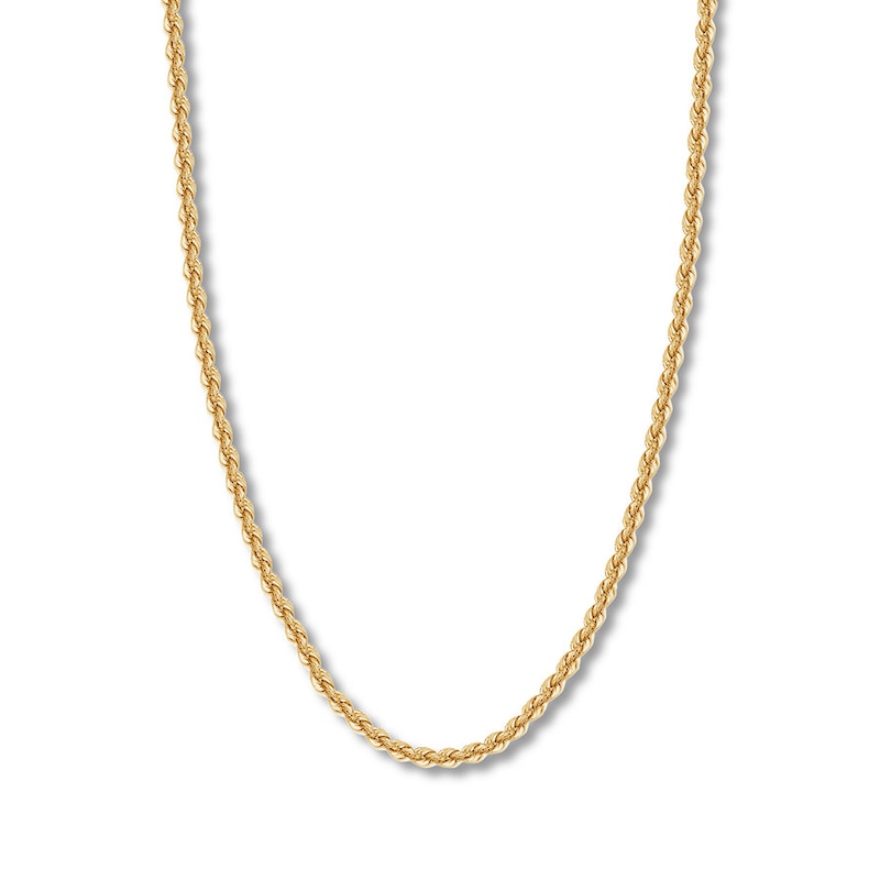 Hollow Rope Chain Yellow Gold Plated 30"